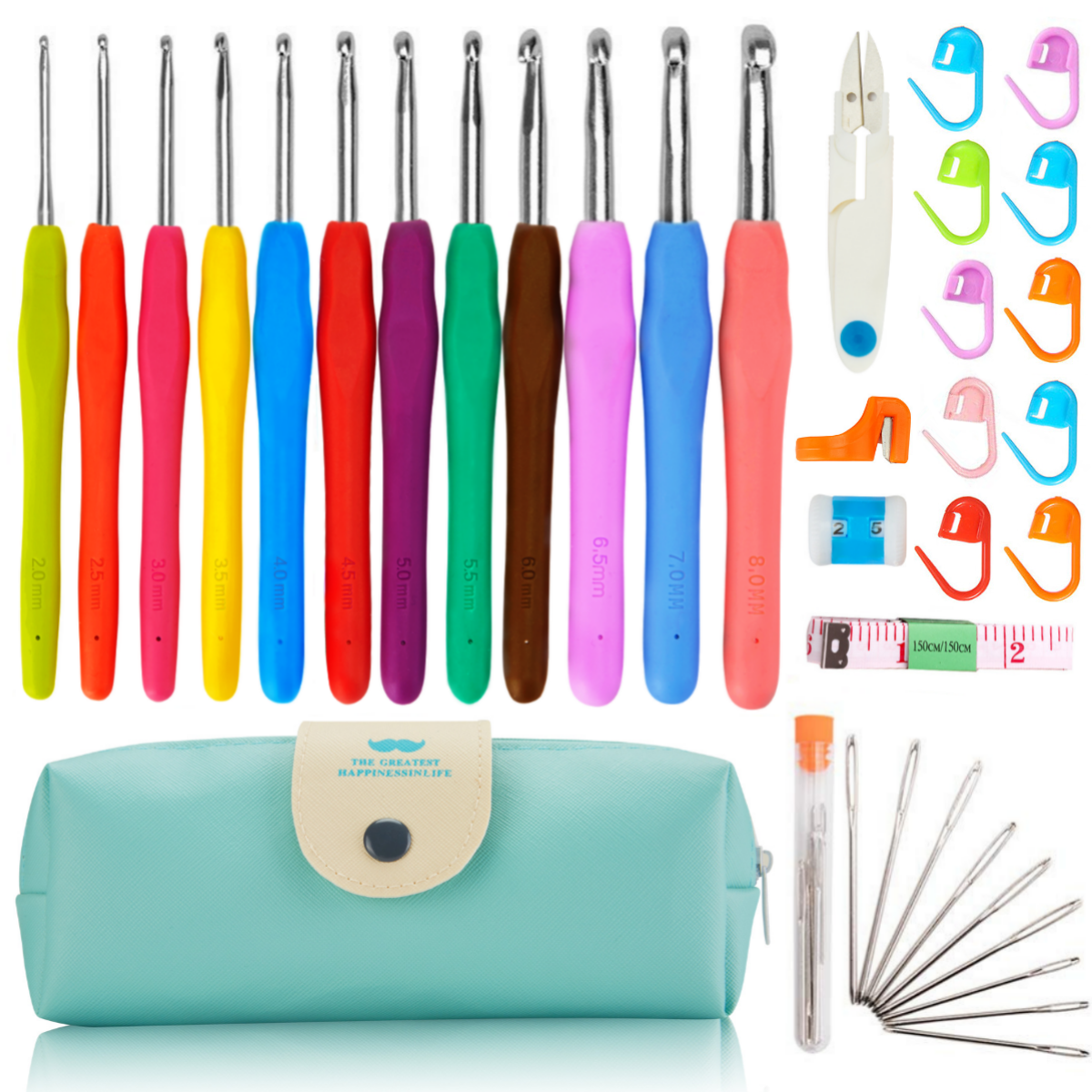 nghtmre lighted crochet hooks set- multiple sizes and colors available?  ergonomic grip handles & organizer. color